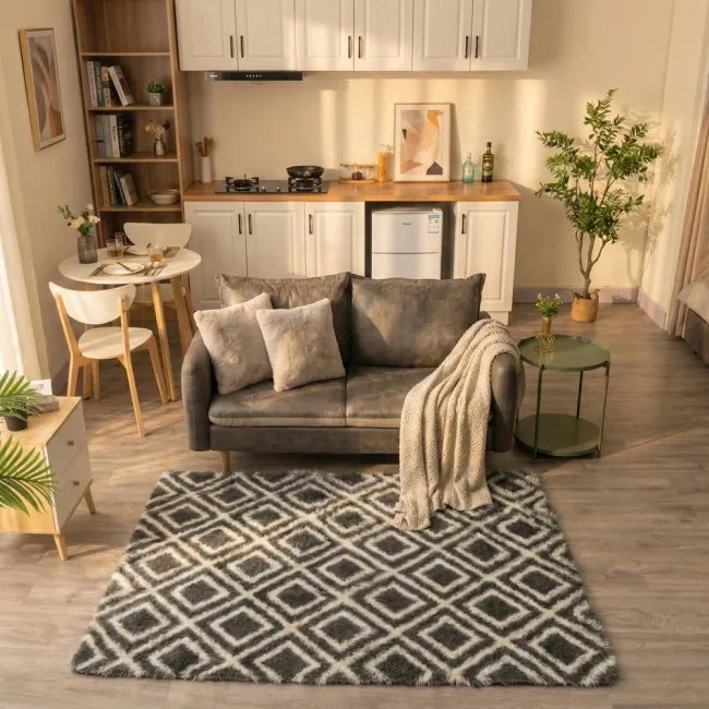 Protišmykový koberec DECOR čierny / biely