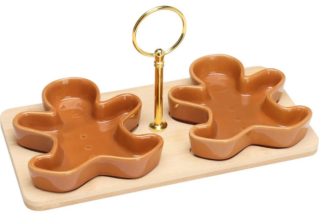 Súprava 2 servírovacích misiek s podnosom Perníčky