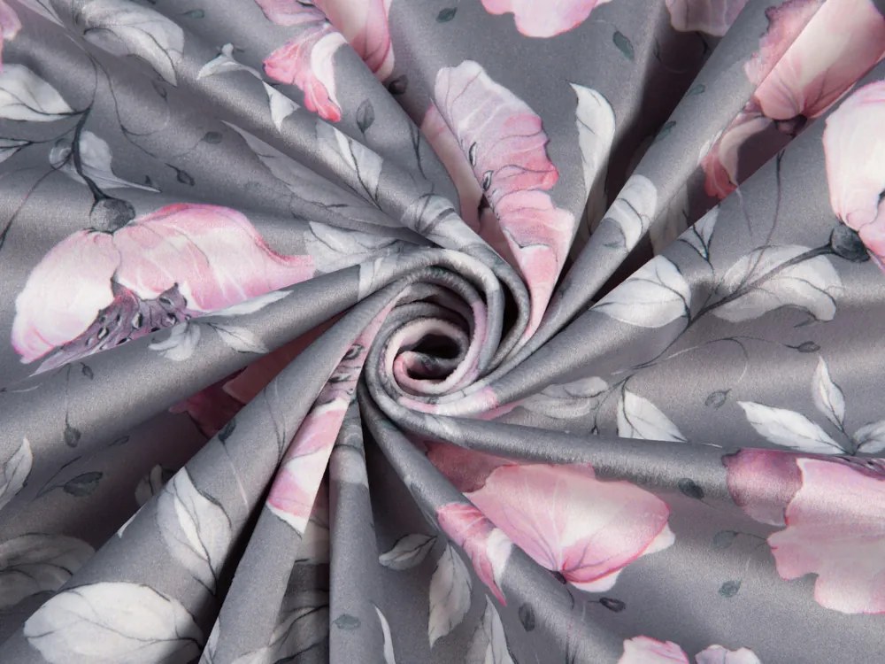 Biante Zamatová obliečka na vankúš Tamara TMR-013 Ružové kvety na sivom 40 x 60 cm