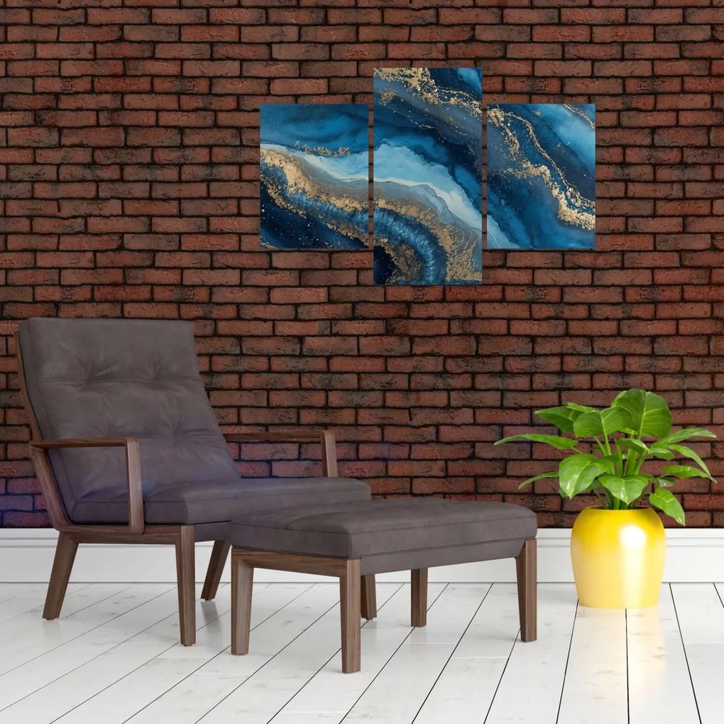 Obraz - Modrá mramorová abstrakcia (90x60 cm)