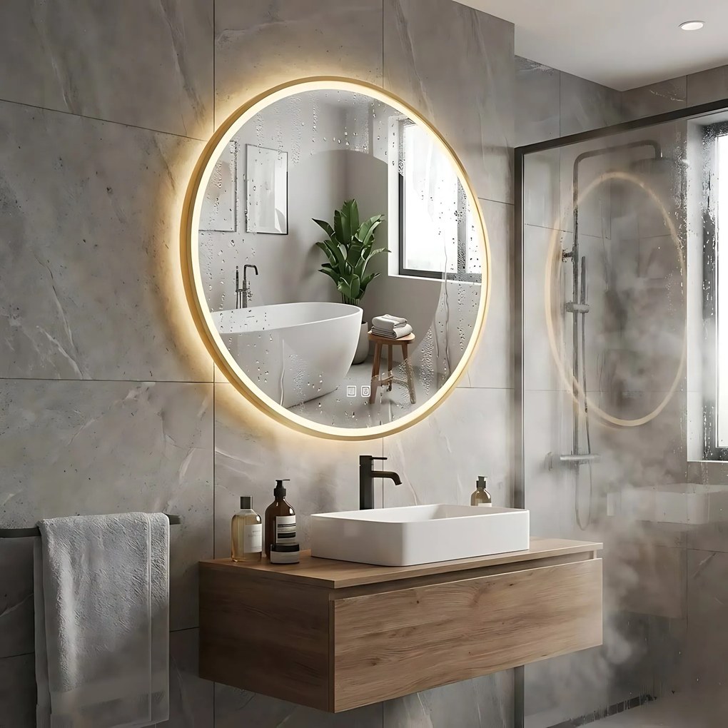 Nástenné zrkadlo s LED osvetlením MMJ 60 cm zlaté