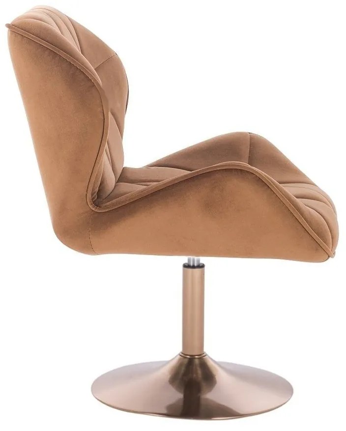 LuxuryForm DESIGN Stolička MILANO VELUR na zlatom tanieri - hnedá