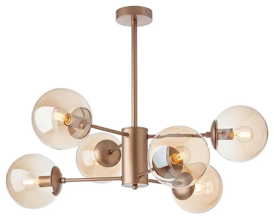 Redo 01-2943 - Luster na tyči MUNDI 6xE14/28W/230V meď/dymová