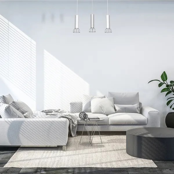 Luster na lanku DANTE 3xGU10/25W/230V biela/lesklý chróm