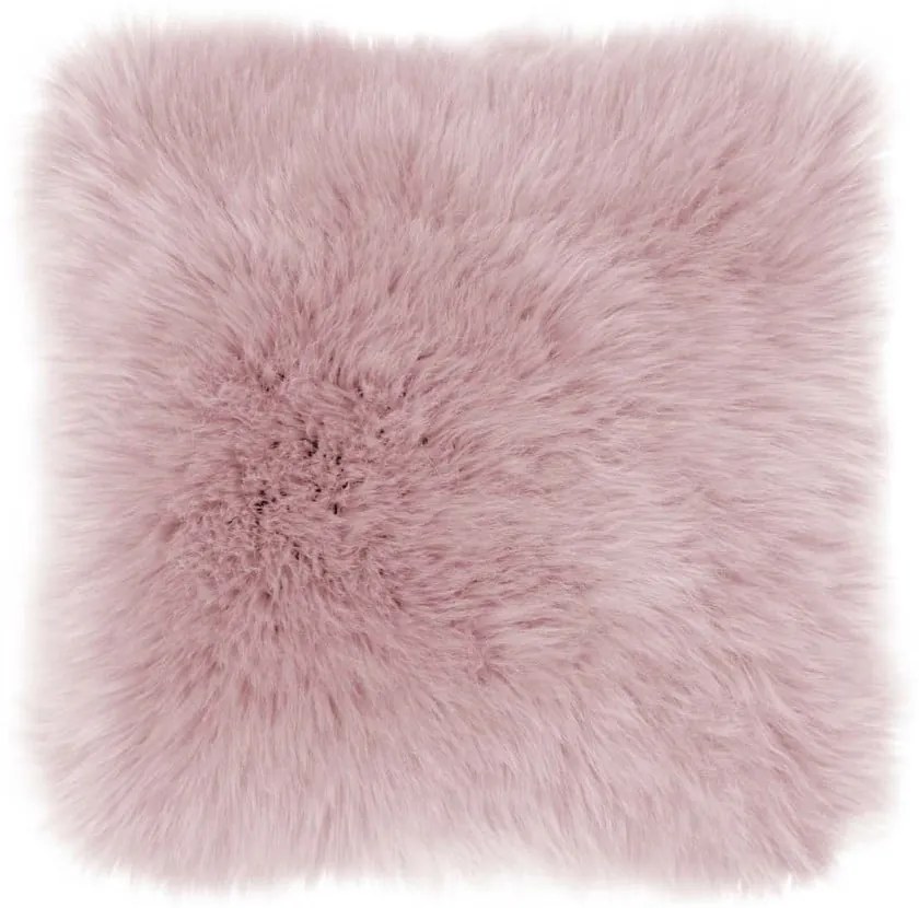 Ružový vankúš Tiseco Home Studio Sheepskin, 45 × 45 cm