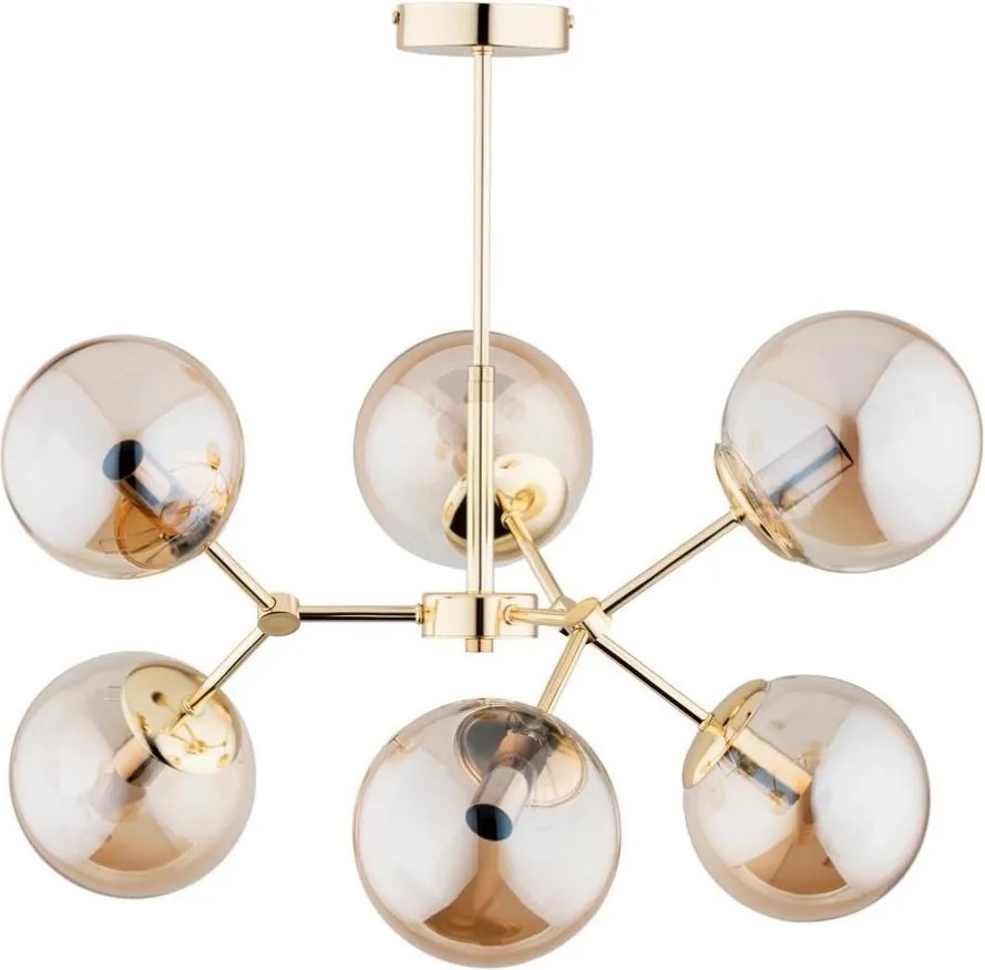 Luster na tyči FOTON  6xE14/40W/230V zlatá/béžová