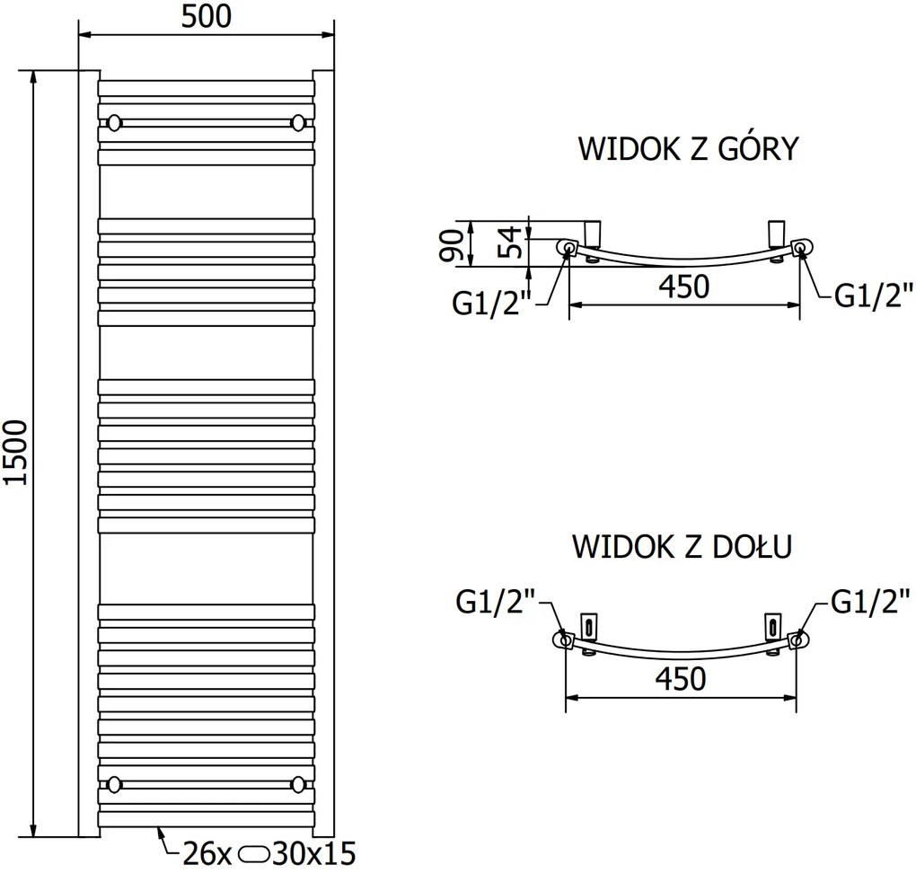 Mexen Helios, vykurovacie teleso 1500x500 mm, 537 W, zlatá lesklá, W103-1500-500-00-50