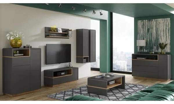 Televízny stolík FRED antracit/dub artisan