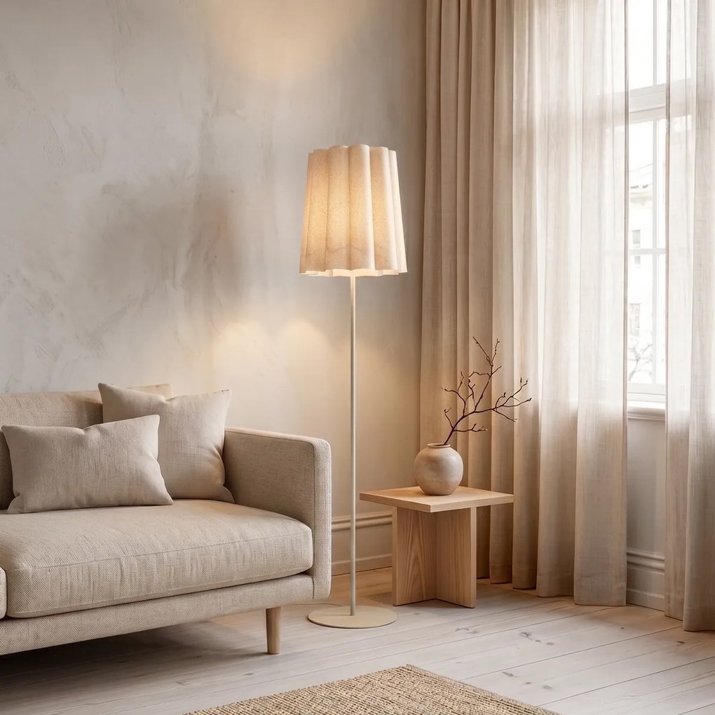 Japandi stojaca lampa béžová s látkovým tienidlom 160cm - Jenni