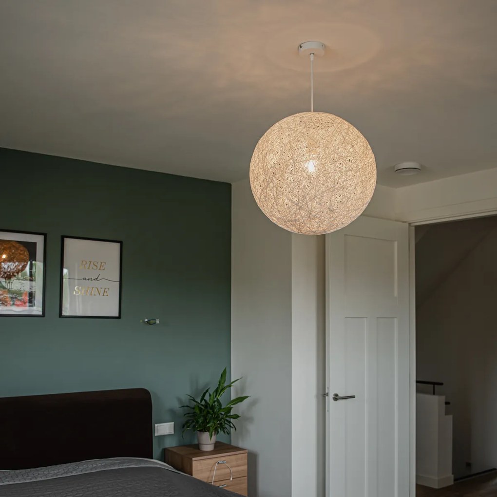 Rustikálne závesné svietidlo biele 60 cm - Corda