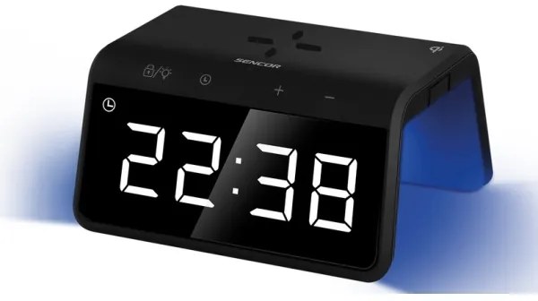 Sencor - LED RGB Budík s bezdrôtovým nabíjaním 10W/1xCR2032