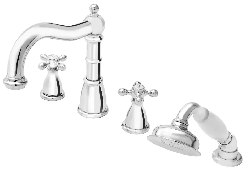 F-Design Lacrima, 4-otvorová vaňová batéria, chróm lesklý-biela, FD1-LRA-11A-11