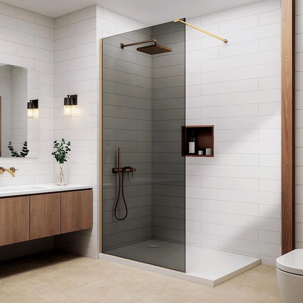 Walk-in Gold sprchová stena, s dymovým sklom 110, 200cm, 8mm