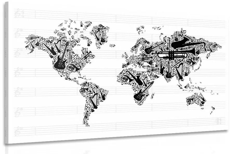 Obraz hudobná mapa sveta v inverznej podobe Varianta: 90x60