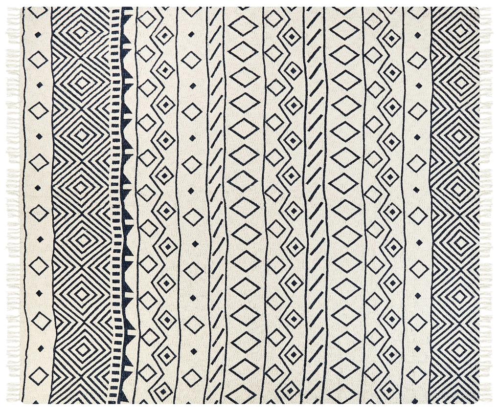 Bavlnená deka 220 x 240 cm béžová/námornícka modrá NAJUY Beliani