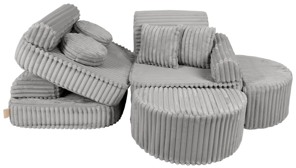 MeowBaby® Churros detská pohovka Max, Moon Dust Grey