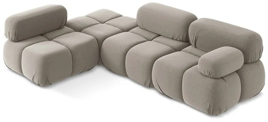 Béžová zamatová modulárna rohová pohovka (ľavý roh) Lokua – Makamii