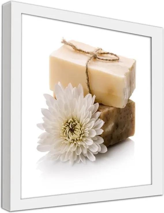 CARO Obraz v ráme - Natural Soap With A Flower Biela 20x20 cm
