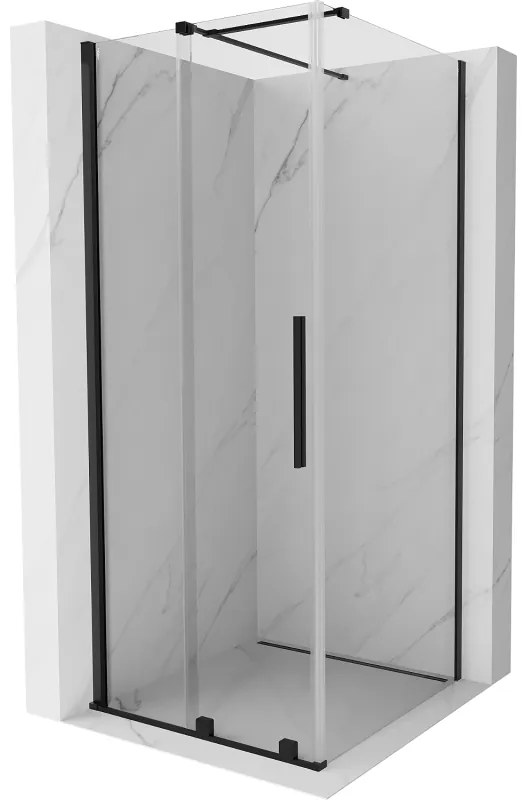 Mexen Velar, sprchový kút s posuvnými dverami 120(dvere) x 120(stena) cm, 8mm číre sklo, čierna matná, 871-120-120-01-70