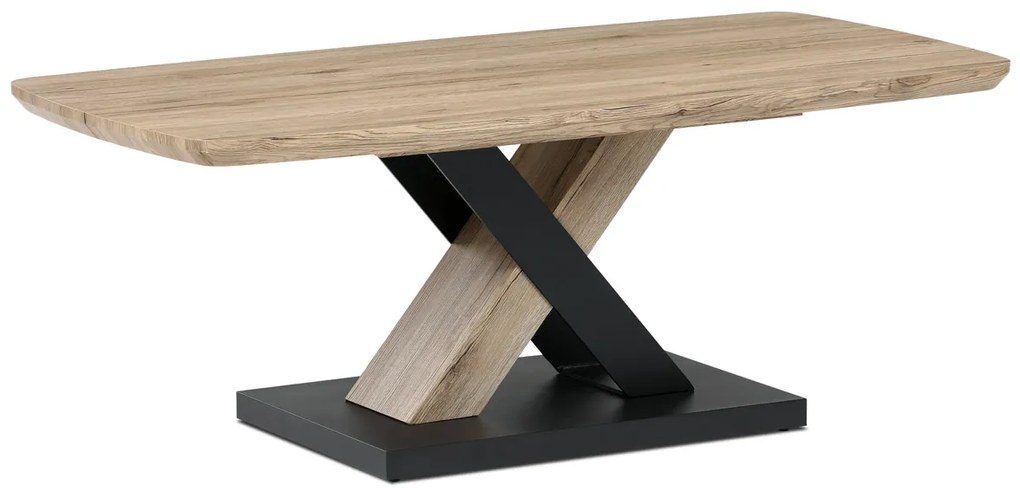 Autronic - Stůl konferenční 120x60, MDF deska, 3D dekor dub san remo, kovové nohy, černý lak. - CT-W1570 SRE AKCE