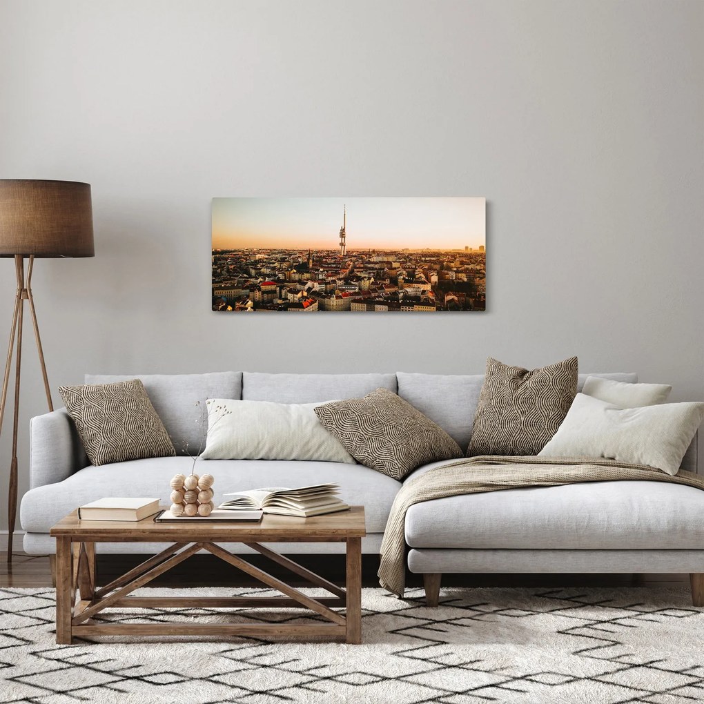 Obraz západu slnka nad Žižkovom (120x50 cm)