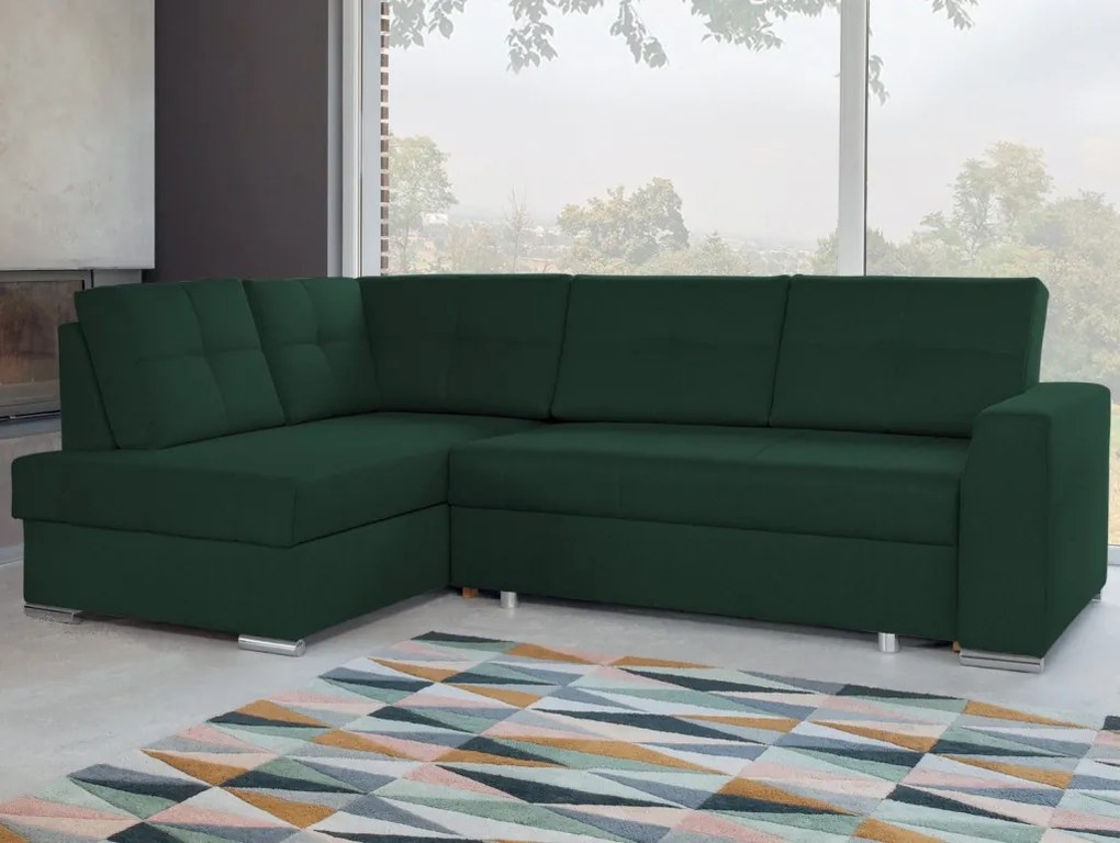 Rohová sedacia súprava Stilo, zelená látka, ľavý roh