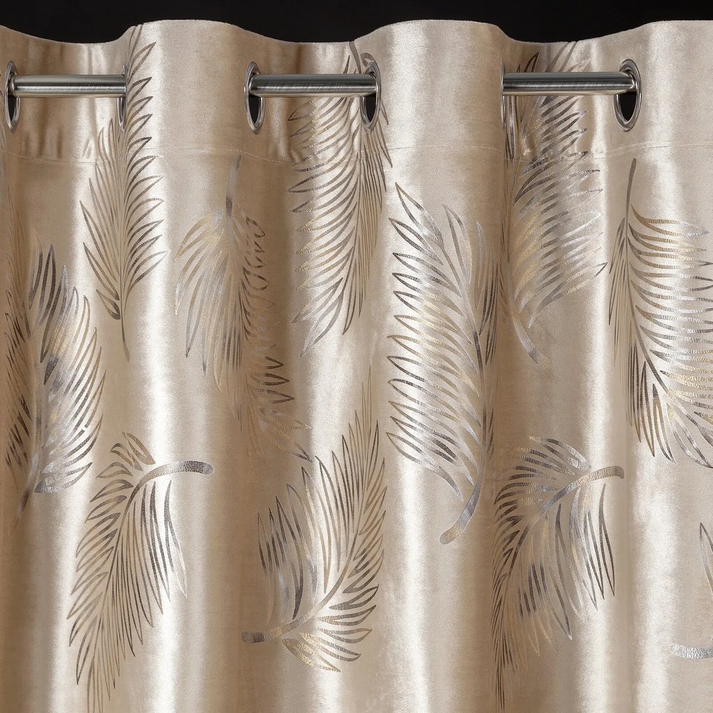 EUROFIRANY ZATEMŇOVACÍ ZÁVES NA KRÚŽKOCH IDALIA 140X250 CM LISTY