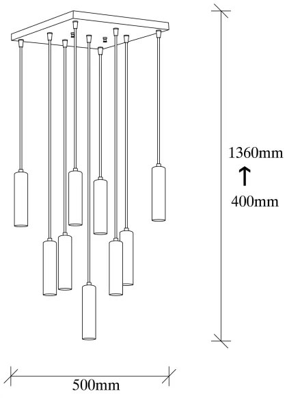 Závesný luster na lanku TEMPO 9xE27/40W/230V zlatý