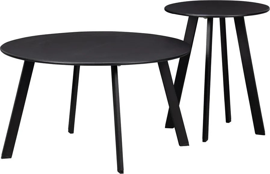Čierny záhradný odkladací stolík WOOOD Fer, ø 70 cm