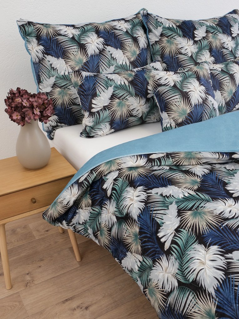 Predĺžené obliečky mikroplyš Digital – Taisa zeleno/modrá