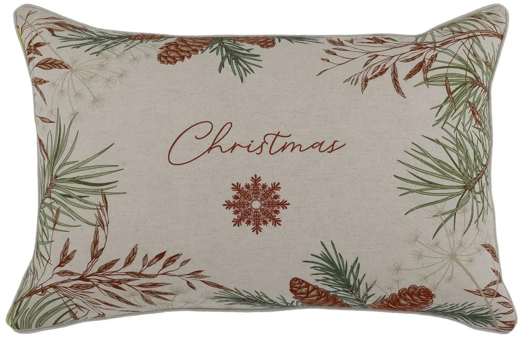 Béžová obliečka na vankúš s jedličkou Aix Christmas - 50*35 cm