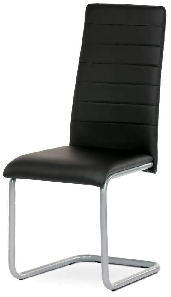 Jedálenská stolička ATLA — kov, ekokoža, viac farieb Čierna