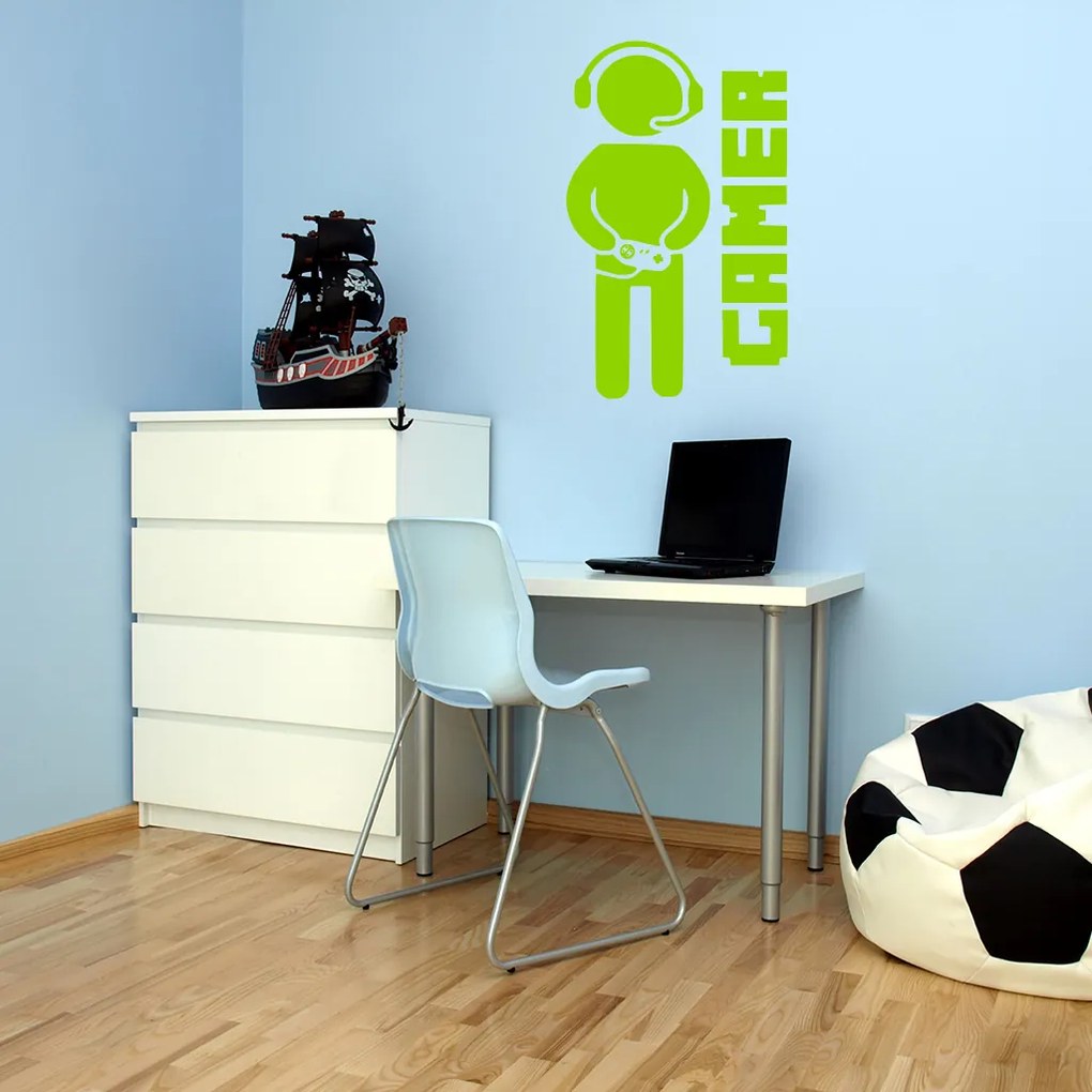 Veselá Stena Samolepka Gamer Farba: fialová, Veľkosť: 60 x 37 cm