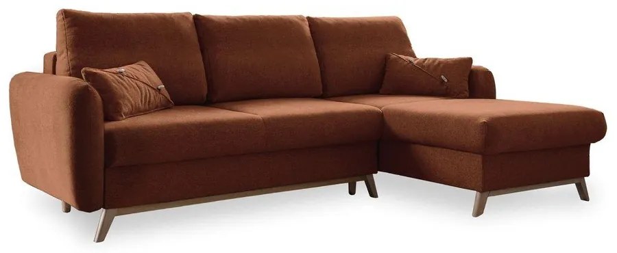 Tehlovooranžová rozkladacia rohová pohovka Miuform Scandic Lagom, pravý roh