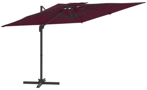 vidaXL Dvojitý konzolový slnečník bordovočervený 300x300 cm-