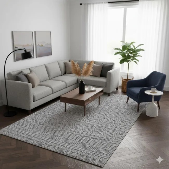 Koberec HELIX 3D Boho sivý