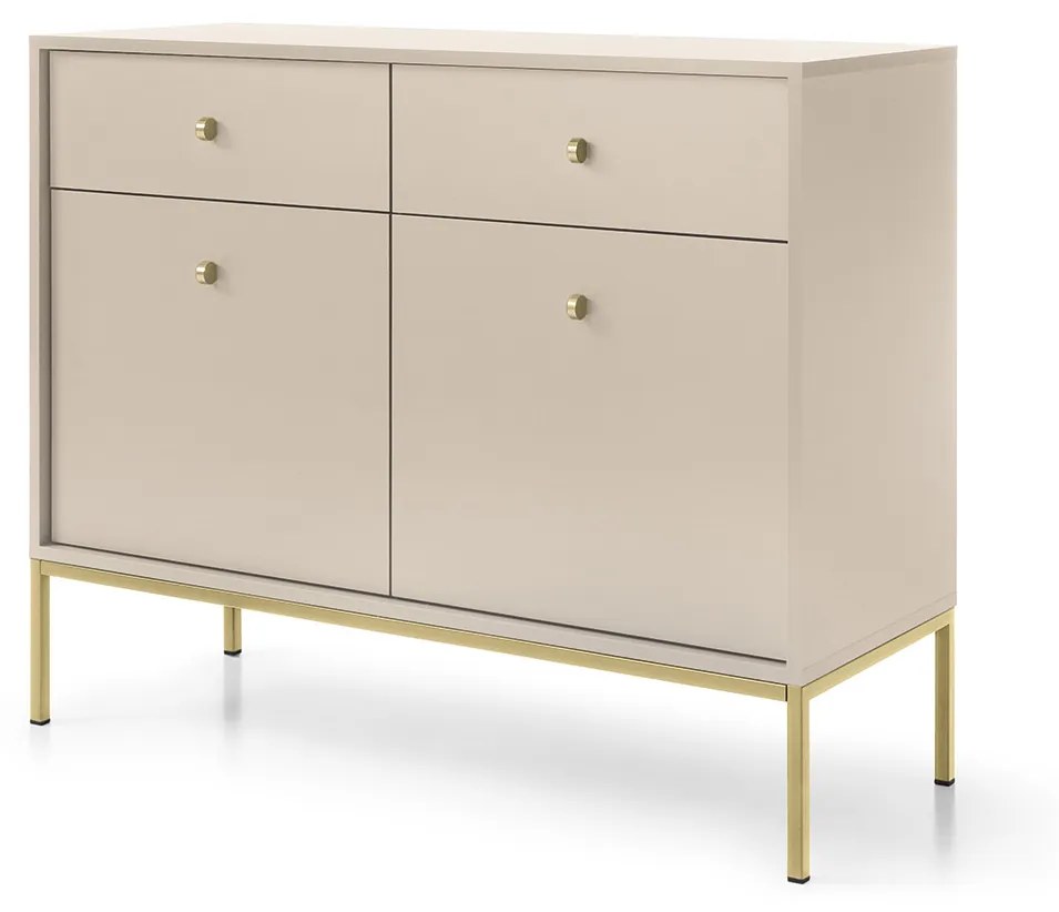 Komoda Mono II 104 cm se zásuvkami béžová/zlatá