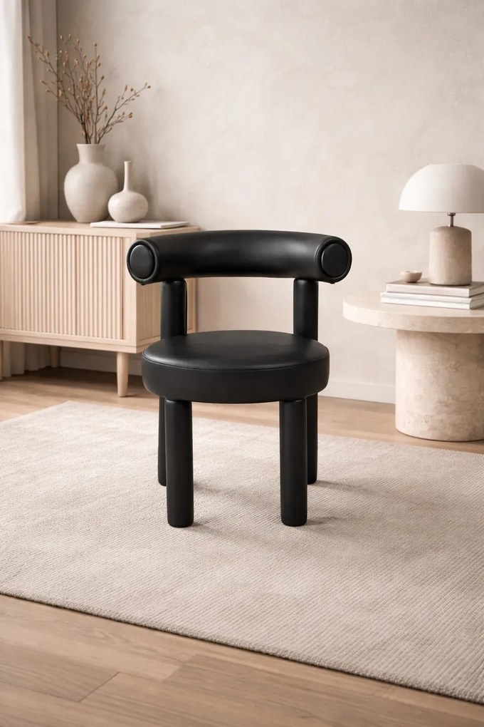 Designová jídelní židle Leith umělá kůže černá