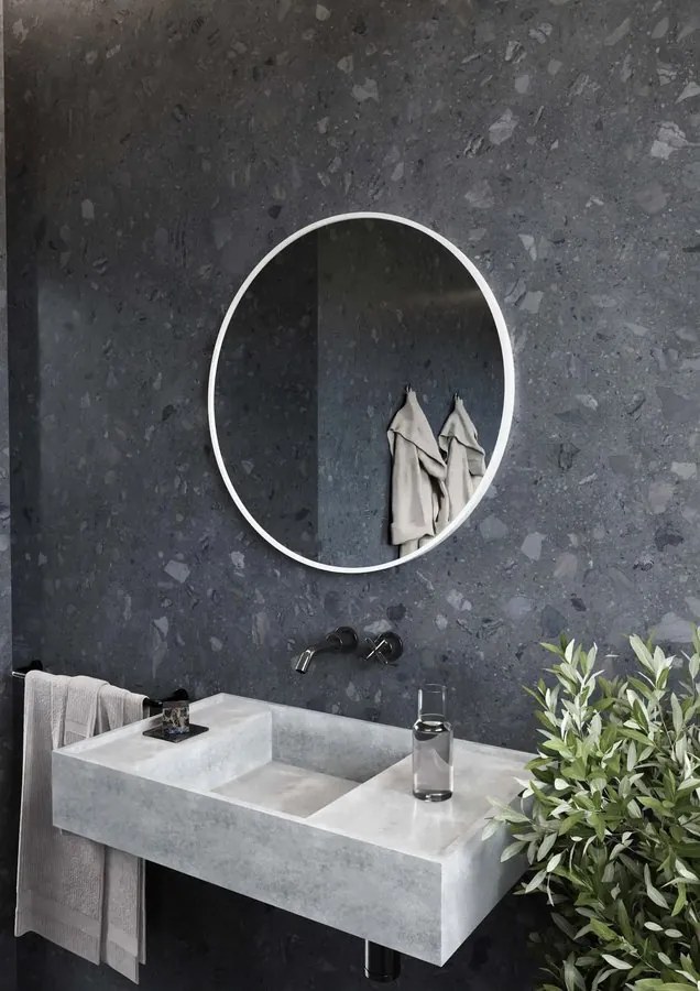 Sapho Sapho, NOTION SLIM guľaté zrkadlo v ráme, priemer 80cm, biela matná, NT800W