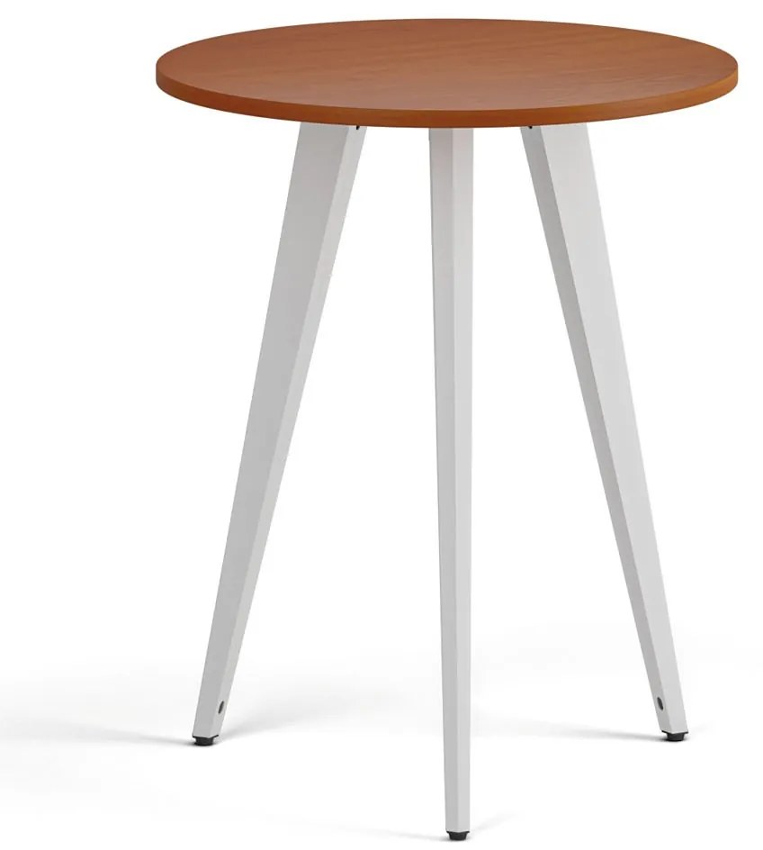 Konferenčný stôl PRIMO VIBE, priemer 60 cm, biela podnož, čerešňa