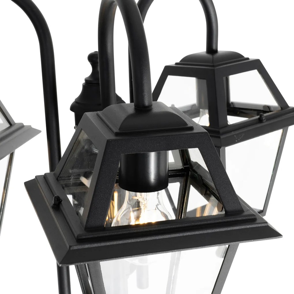 Klasická vonkajšia lampa čierna 235 cm 3-svetlo IP44 - Berta