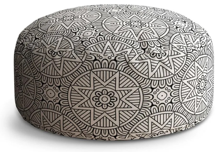 Taburet Circle hviezdy mehendi, čierna / biela