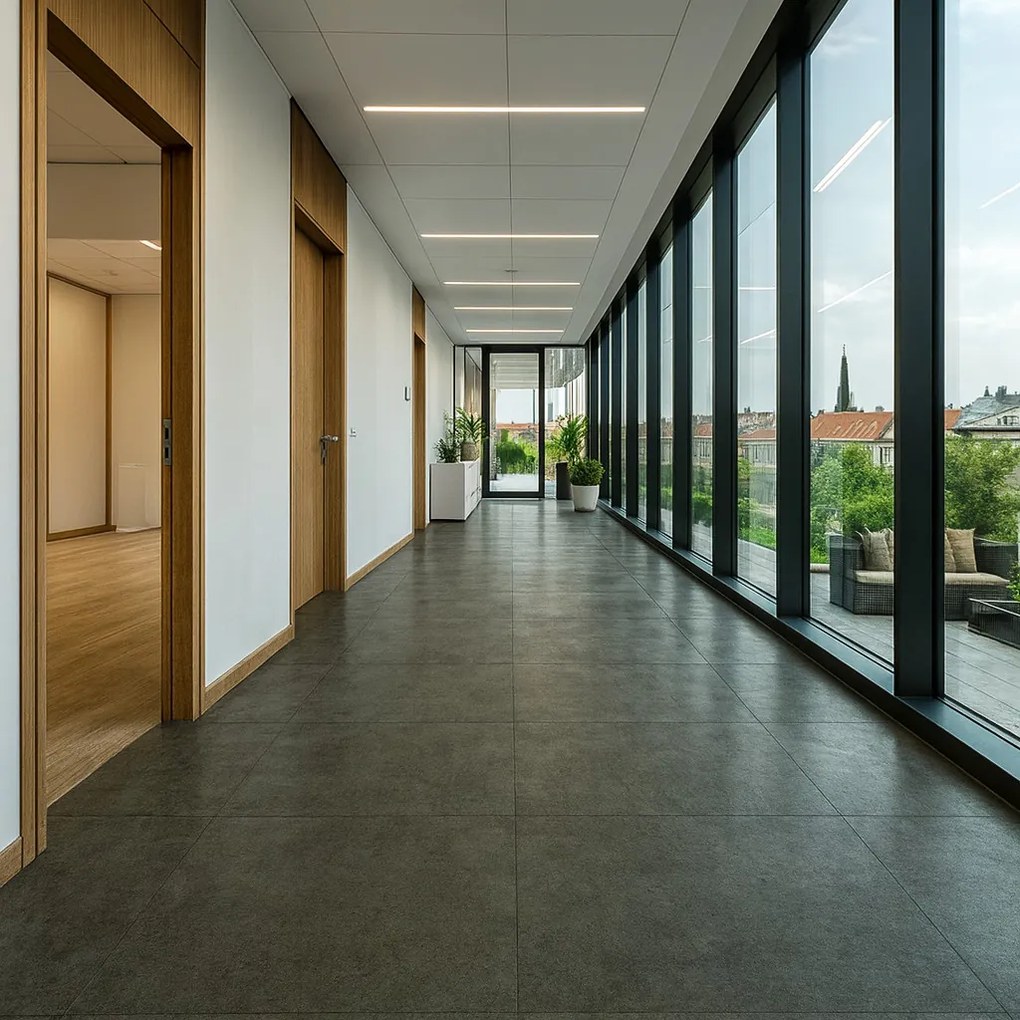 PVC podlaha - lino Flexar Nerok 2153 Shade Anthracite, na mieru, šíře 2m,4m, šedá, bez podkladu, chodba / predsieň, Gerflor