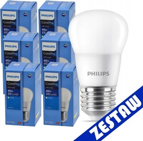 SADA 6 LED žiaroviek E27 P45 5W tepla biela 470lm CorePro 2700K