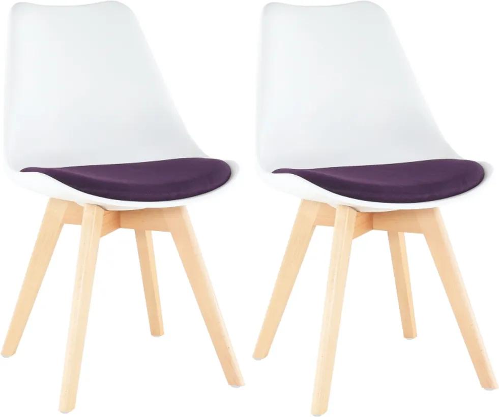 KONDELA Damara jedálenská stolička (2 ks) biela / fialová