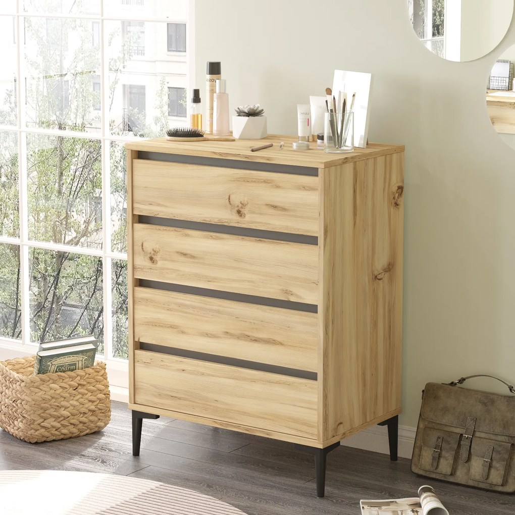 Komoda Houseland Niko dub Wotan/antracitovo šedá