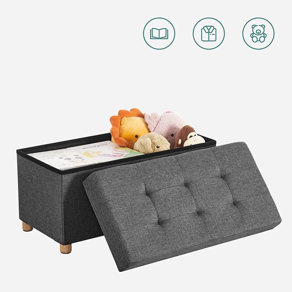 Taburetka 65 L, lavica s úložným priestorom, nosnosť 300 kg, tmavošedá
