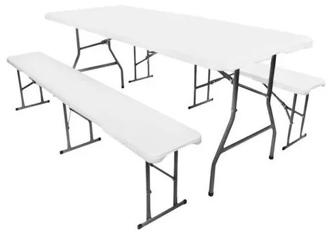 Garthen 341 Skladací záhradný stôl 183 cm + 2 lavice