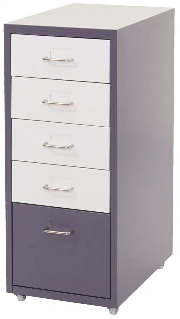 Zásuvková skrinka Boston T851 - 69x28x41cm, 5 zásuviek - tmavosivá biela-tmavosivá