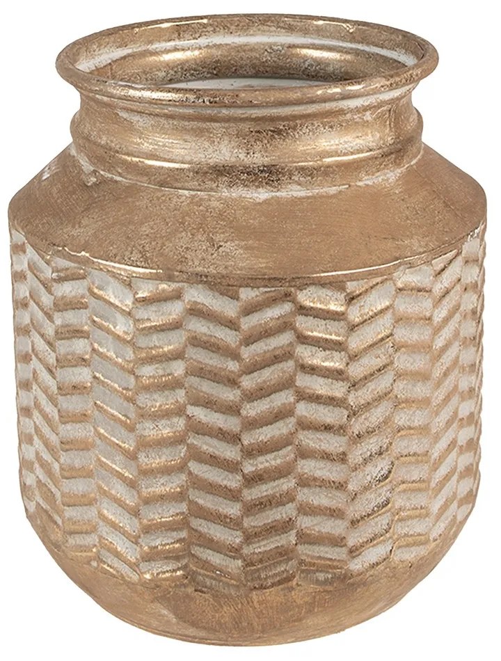 Zlatá antik dekoratívna plechová váza - Ø21*23 cmm